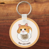 オーダーメイド かわいい 白 オレンジ 猫好き キーチェーン (正面)