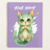 オーダーメイド かわいい 緑の子猫 プランナー (正面)