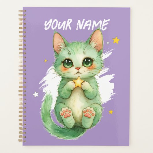 オーダーメイド かわいい 緑の子猫 プランナー (正面)