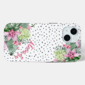オーダーメイド かわいい 花柄 トロピカル 名前入り Case-Mate iPhoneケース (裏面 (横))