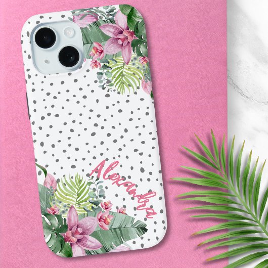 オーダーメイド かわいい 花柄 トロピカル 名前入り Case-Mate iPhoneケース