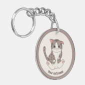 オーダーメイド かわいい 茶猫 愛好家 キーチェーン (正面左)