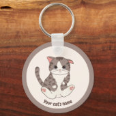 オーダーメイド かわいい 茶猫 愛好家 キーチェーン (正面)
