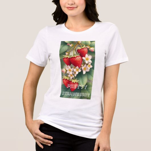 オーダーメイド かわいい 赤い イチゴ の 名入れ トライブレンドＴシャツ (正面)