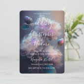 オーダーメイド:やわらかな幻想的なピンクの花 招待状 (スタンド正面)