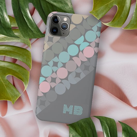 オーダーメイド アクア ピンク グレー ミッドセンチュリーアート Case-Mate iPhoneケース