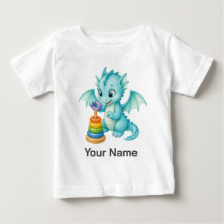 オーダーメイド アクア 水彩 ドラゴン トス リング ベビーTシャツ