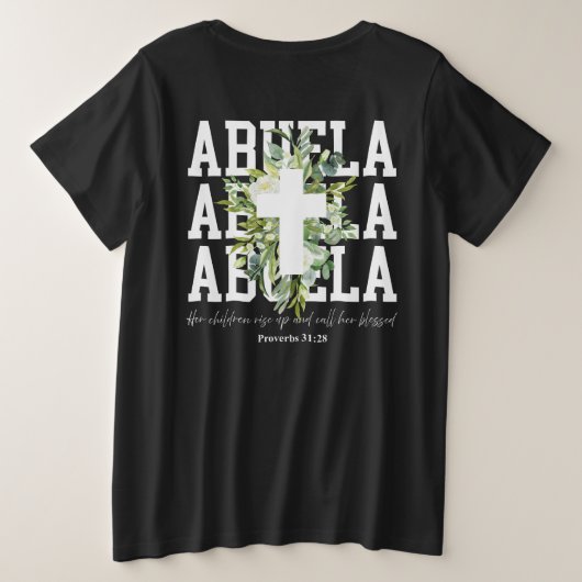 オーダーメイド アブエラ 神の祝福を授かる祖母Tシャツ プラスサイズTシャツ (デザイン裏面)