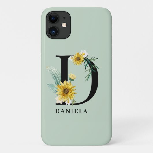 オーダーメイド アルファベット D 花 モノグラム Case-Mate iPhoneケース (裏面)