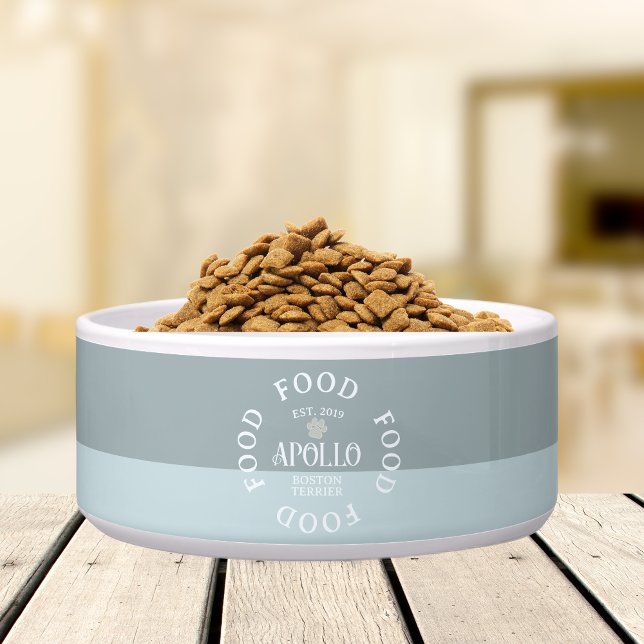 オーダーメイド アーチ型スクリプト タイポグラフィ ツートーン ペットネーム ボウル (Customize this fun, custom dog bowl with your pet's name! )