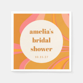 オーダーメイド イエロー オレンジ ピンク マーブル ブライダルシャワー スタンダードカクテルナプキン