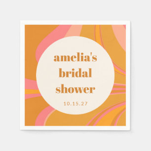 オーダーメイド イエロー オレンジ ピンク マーブル ブライダルシャワー スタンダードカクテルナプキン