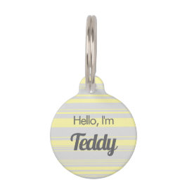 オーダーメイド イエロー ストライプ Hello I'm ペットIDタグ