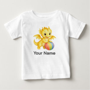 オーダーメイド イエロー 赤ちゃんドラゴン ボール遊び ベビーTシャツ