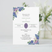 オーダーメイド ウェディング エレガント ブルー 花 招待状 (スタンド正面)