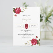 オーダーメイド ウェディング エレガント レッド フラワー 招待状 (スタンド正面)