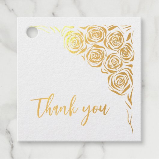オーダーメイド ウェディング サンクス ハンドドローイング ローズ ゴールド フェイバータグ (正面)