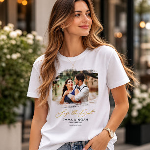 オーダーメイド ウェディング セーブ ザ デート 写真テンプレート Tシャツ