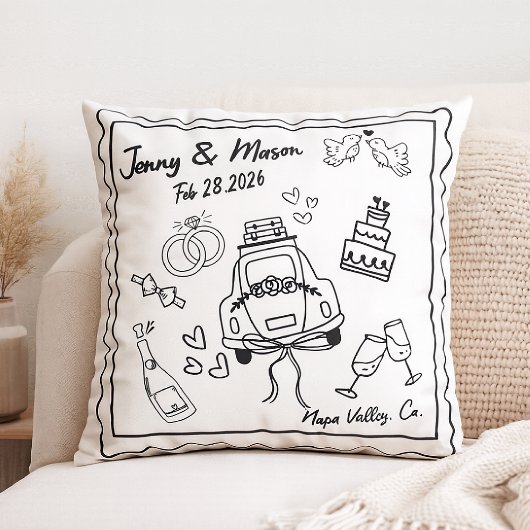 オーダーメイド ウェディング ピロー カバー - カップル名入り