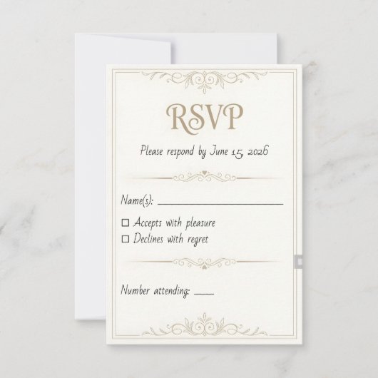 オーダーメイド ウェディング RSVP カード – 3.5x5 印刷可能 (正面)
