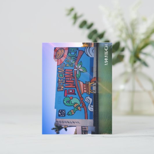 オーダーメイド ウェルカム マイアミビーチ フロリダ グラフィティ ムラル ポストカード (スタンド正面)