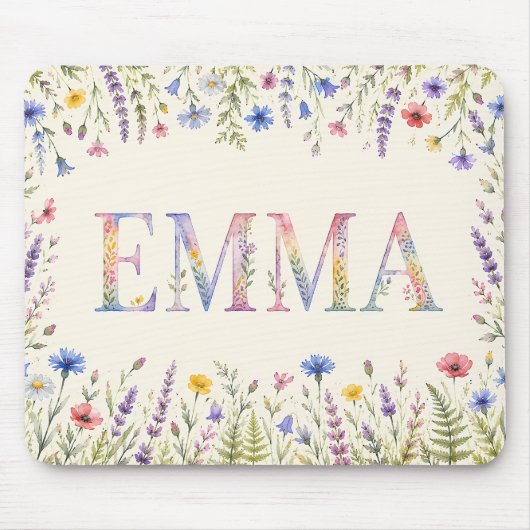 オーダーメイド エマ 野の花 水彩画  マウスパッド (正面)