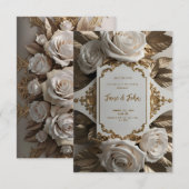 【オーダーメイド】エレガントな白い結婚式の招待状 招待状 (正面/裏面)