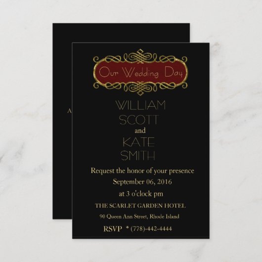 オーダーメイド エレガント ウェディング 招待状 (正面/裏面)