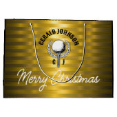 オーダーメイド エレガント ゴルフ モノグラム デザイン ラージペーパーバッグ (裏面)