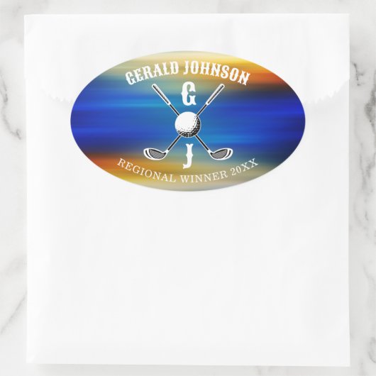 オーダーメイド エレガント ゴルフ モノグラム 楕円形シール (バッグ)