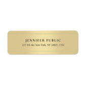 オーダーメイド エレガント ゴールド テンプレート ラグジュアリー 返信住所 ラベル (正面)