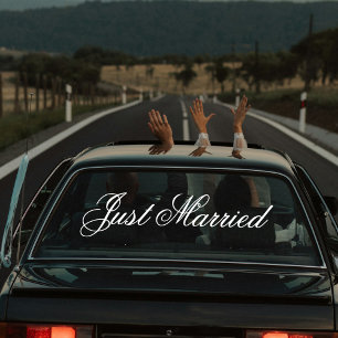 オーダーメイド エレガント ジャスト マリード 夫婦の結婚式の自動車用バナー ウィンドウサイン