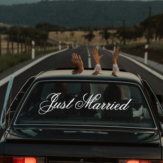 オーダーメイド エレガント ジャスト マリード 夫婦の結婚式の自動車用バナー ウィンドウサイン