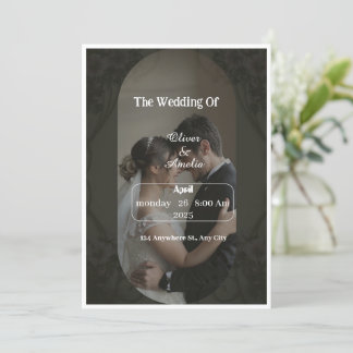 「オーダーメイド エレガント ブラックとブラウンのウェディング招待状」 招待状