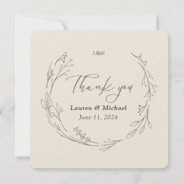 オーダーメイド エレガント ボタニカル リース ウェディング サンクス サンキューカード
