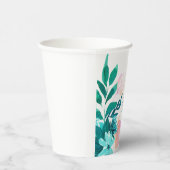 オーダーメイド エレガント 水彩 アクアブルー 花柄 ブライダル 紙コップ (右)