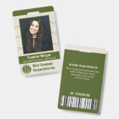 オーダーメイド オフィス 従業員 写真 バーコード 会社 ロゴ バッジ (正面＆裏面)