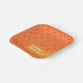 オーダーメイド オレンジイエロー レトロ タイポグラフィー ウェディング ペーパープレート (傾斜あり)