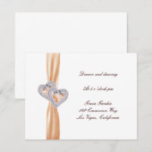 オーダーメイド オレンジ色のハート 披露宴カード 招待状 (正面/裏面)