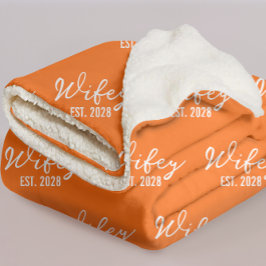 オーダーメイド オレンジ色の Mr & Mrs ブランケット ギフト 新婚夫婦へ