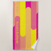 オーダーメイド カスタマイズ ピンクイエロー ハッチェロレットパーティー ビーチタオル (正面)