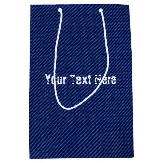 オーダーメイド カスタム テキスト ギフト バッグ 偽のブルージーンズ ミディアムペーパーバッグ (正面)