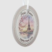 オーダーメイド カップルのパリ&桜の記念品 オーナメント (正面)
