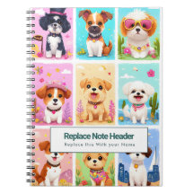 オーダーメイド カラフル かわいい犬 ノート