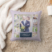 オーダーメイド カラー エレガント スクリプト 結婚式 写真 コラージュ クッション (ブランケット)