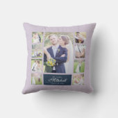 オーダーメイド カラー エレガント スクリプト 結婚式 写真 コラージュ クッション (裏面)