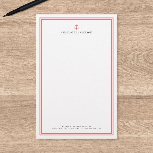 オーダーメイド カラー モダン クラシック アンカー パーソナライズド 便箋