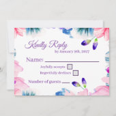 オーダーメイド カラー 水彩 花柄 RSVP カード (正面)