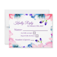 オーダーメイド カラー 水彩 花柄 RSVP カード
