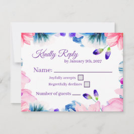 オーダーメイド カラー 水彩 花柄 RSVP カード